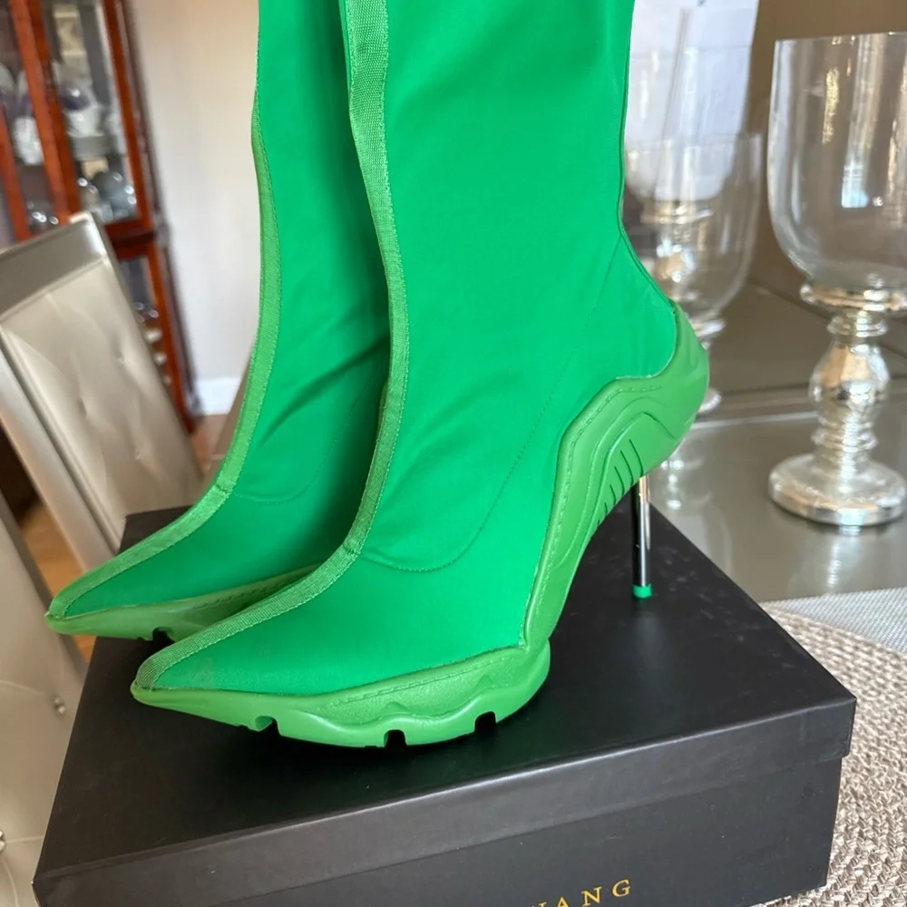 Azalea Wang Sneakerina Green Women's Boots - Picture 2 of 5